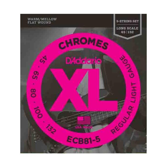 Daddario ECB81-5 Bas Gitar Tel Seti, 5 Telli, Chromes, Regular Lıgh