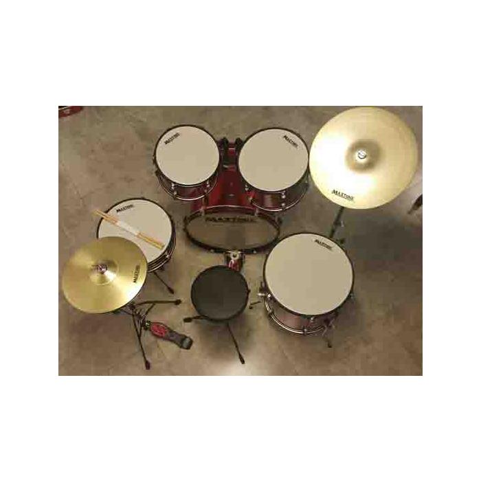Maxtone MXC-3017NMR Davul Set 5 Pcs Metalik Kırmızı + Zil + Tabure