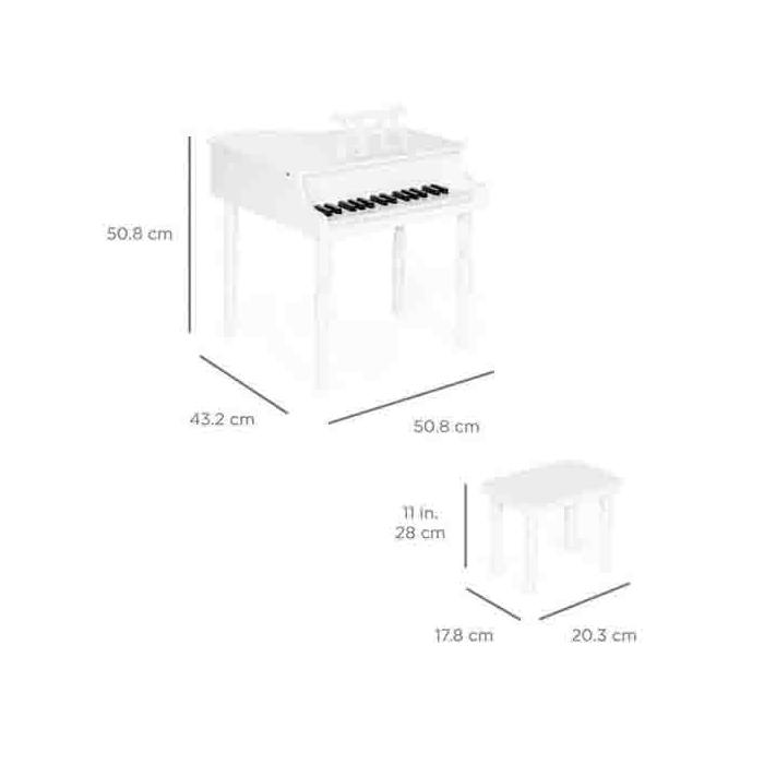 2-3 Yaş Çocuk İçin Ahşap Piyano Bp30Rd Nota Sehpası Ve Tabure Hediyeli.