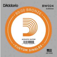 Daddario Bw024 Akustik Tek Tel, 80/20 Bronze Wound, 024, (Sol) .
