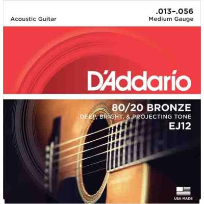 Daddario Ej12 Akustik Gitar Tel Seti, 80/20 Bronze, Medıum Gauge.