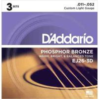 Daddario Ej26-3D Akustik Gitar Tel Seti, 3 Lü Paket, Phosphor-Bronz.