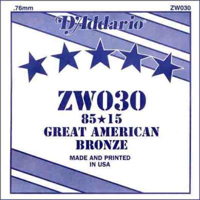 Daddario Zw030 Akustik Gitar Tek Tel, 85/15 Bronze Wound, (Re).